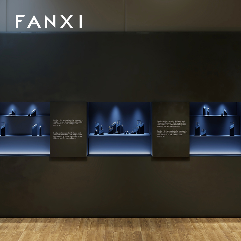 FANXI luxury blue microfiber ring holder earring display