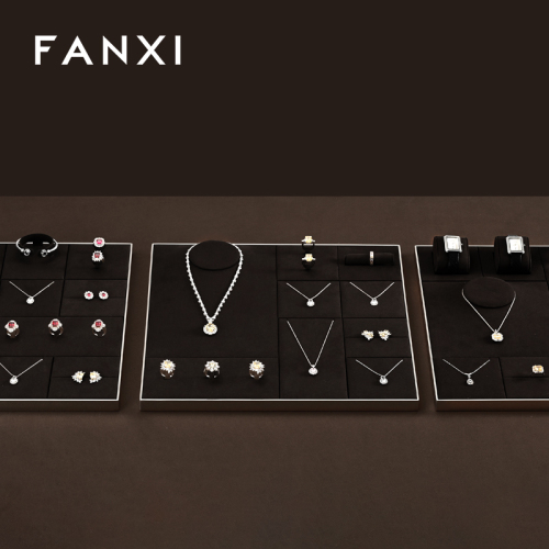 FANXI wholesale brown Microfiber metal ring display