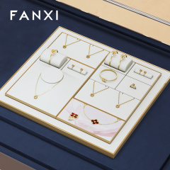 FANXI high end White PU leather metal luxury jewellery display