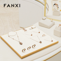 FANXI luxury Beige Microfiber metal Jewelry display set series