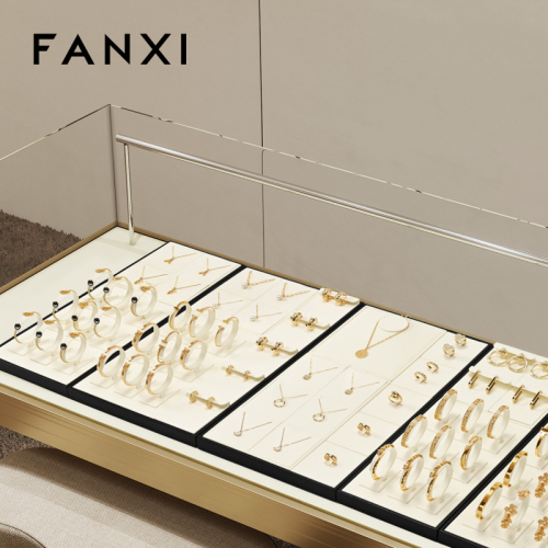 FANXI hot sale Beige Microfiber PU leather jewellery display