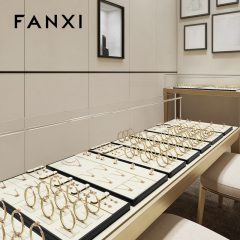 FANXI hot sale Beige Microfiber PU leather jewellery display