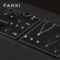 FANXI with logo Black Microfiber metal Jewelry display set series