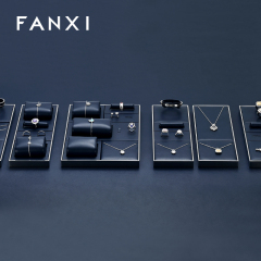 FANXI Blue Leather metal luxurious jewelry display