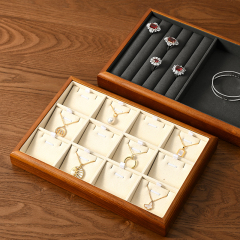 FANXI high quality Burlywood Microfiber solid wood jewelry display tray