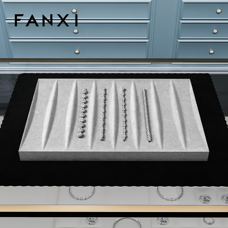 FANXI hot sale Beige Microfiber jewelry organizer trays