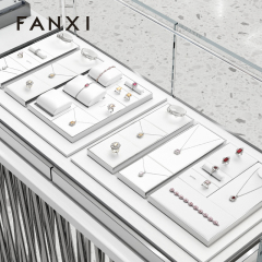 FANXI White Leather metal luxury jewelry display set