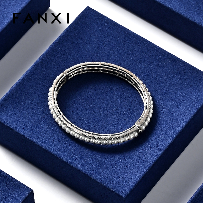 FANXI hot sale sapphire blue Microfiber jewelry organizer trays