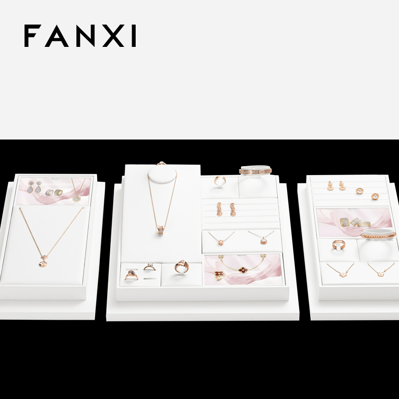 FANXI high end White PU leather display for jewelry