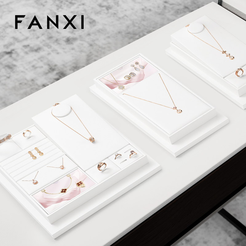 FANXI high end White PU leather display for jewelry