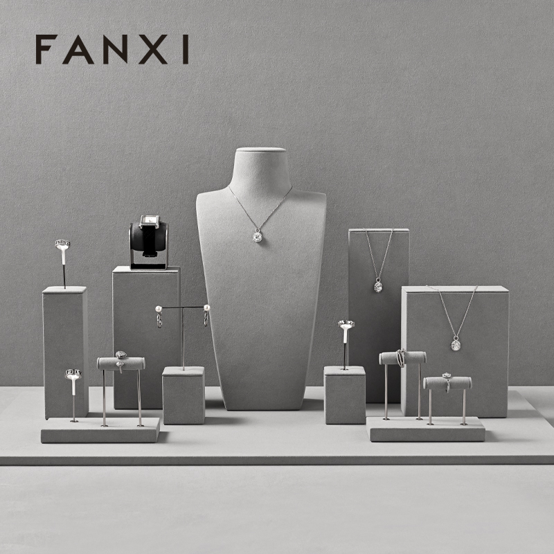 FANXI new arrival Gray Microfiber luxury jewellery display