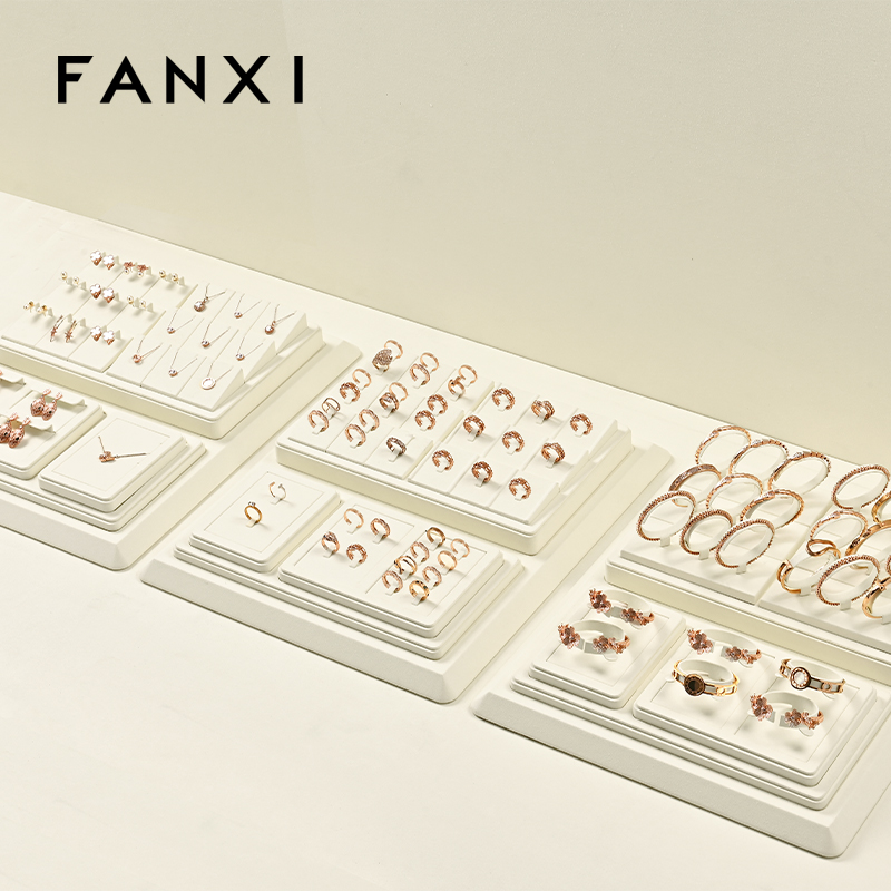 FANXI wholesale white Microfiber metal jewelry ring display