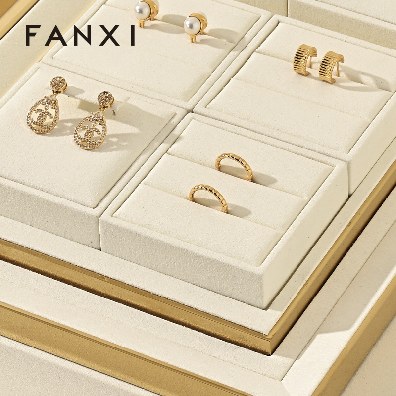 FANXI fashion Beige Metal jewelry display tray stackable