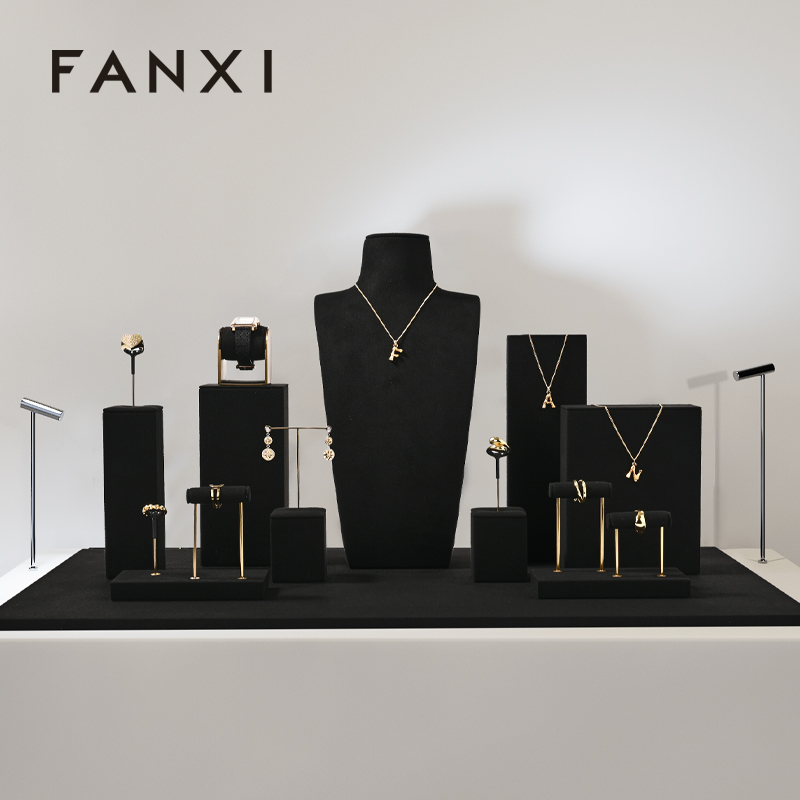 FANXI new arrival Black Microfiber luxury jewellery display