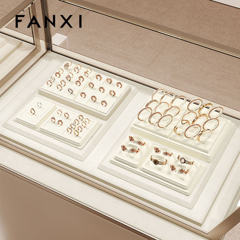 FANXI wholesale white Microfiber metal jewelry ring display