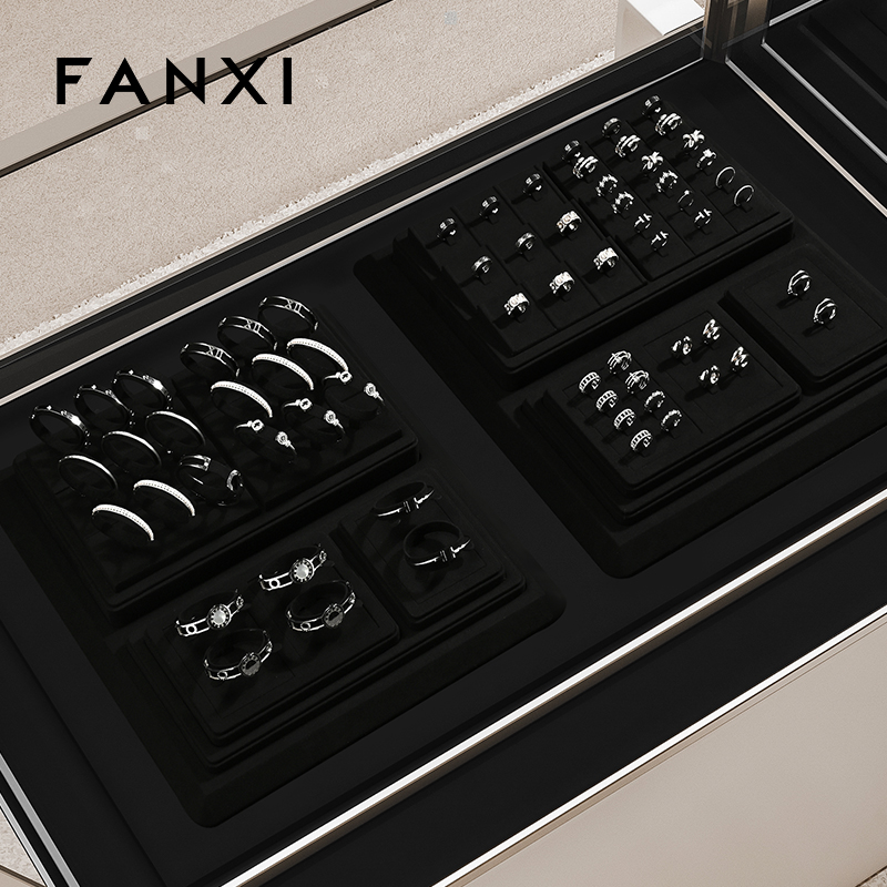 FANXI luxury Black Microfiber Jewelry display set series