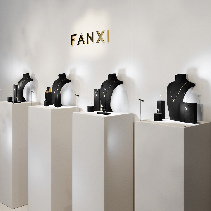 FANXI new arrival Black Microfiber luxury jewellery display