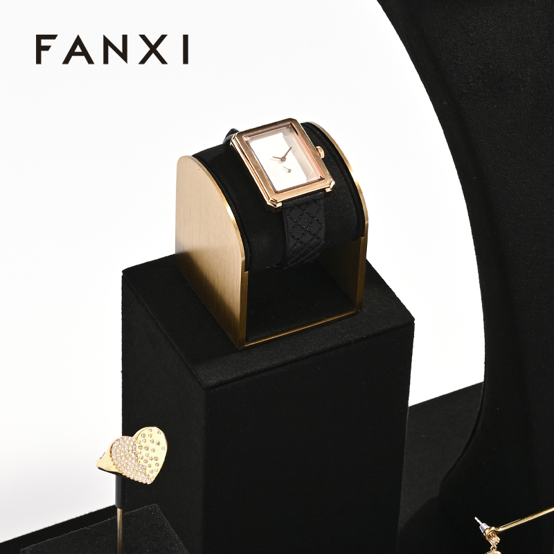 FANXI new arrival Black Microfiber luxury jewellery display