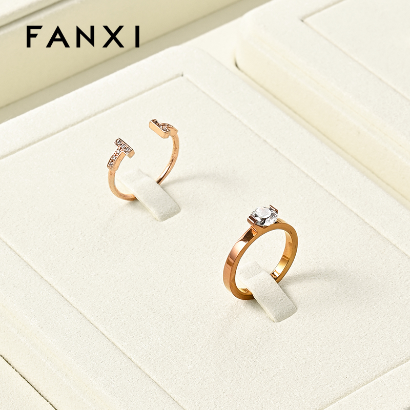 FANXI wholesale white Microfiber metal jewelry ring display