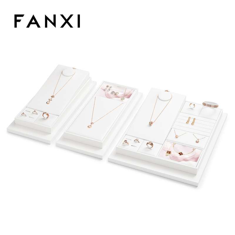 FANXI high end White PU leather display for jewelry