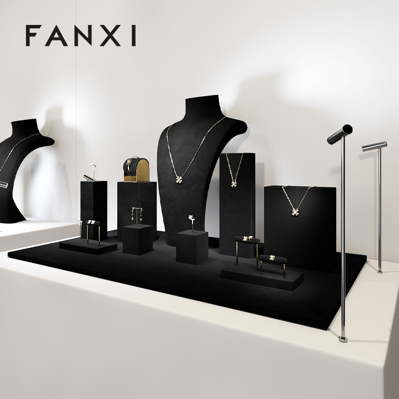 FANXI new arrival Black Microfiber luxury jewellery display