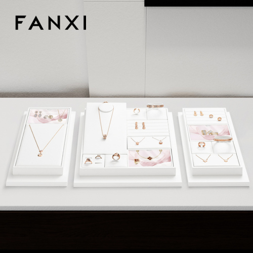 FANXI high end White PU leather display for jewelry