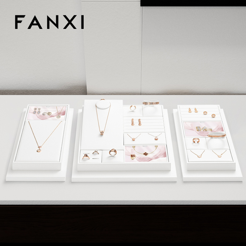 FANXI high end White PU leather display for jewelry