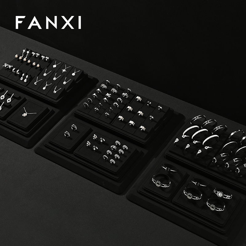 FANXI luxury Black Microfiber Jewelry display set series