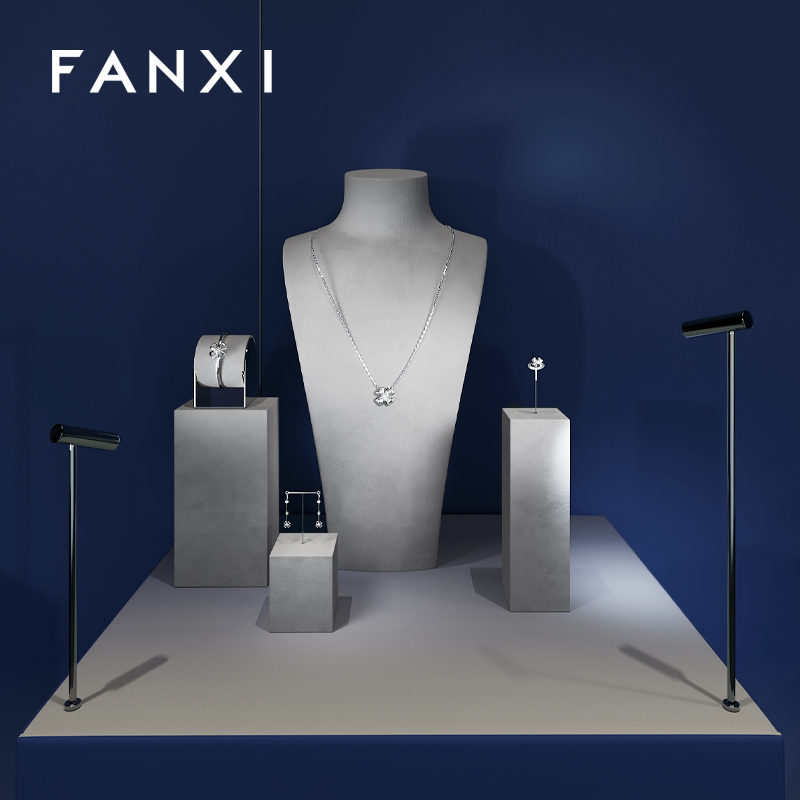 FANXI new arrival Gray Microfiber luxury jewellery display