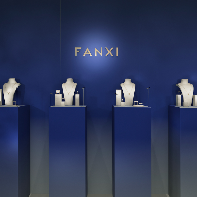 FANXI new arrival Beige Microfiber luxury jewellery display