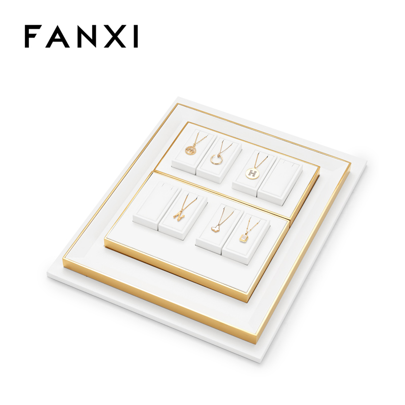 FANXI high end White PU leather jewellery necklace display