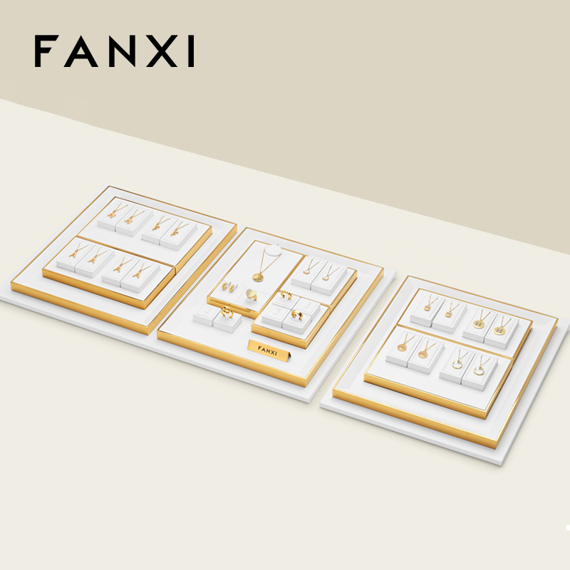 FANXI high end White PU leather jewellery necklace display