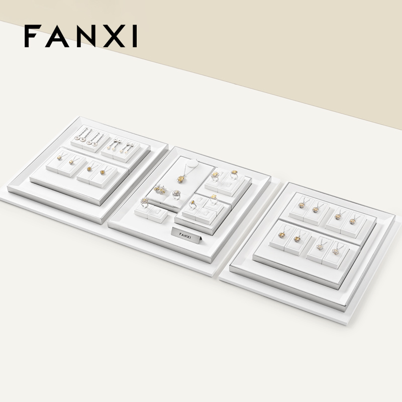 FANXI factory White PU leather jewellery necklace display