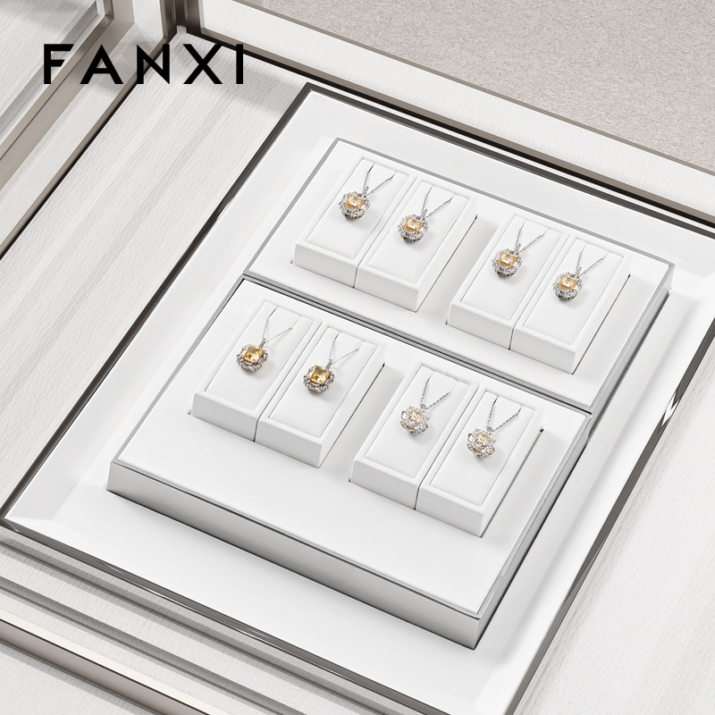 FANXI factory White PU leather jewellery necklace display