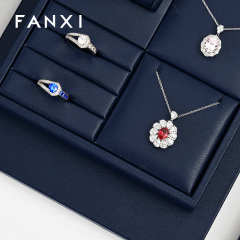 FANXI wholesale Blue PU leather jewellery necklace display