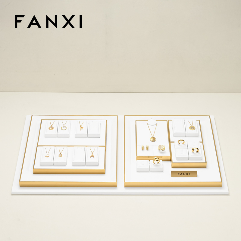 FANXI high end White PU leather jewellery necklace display
