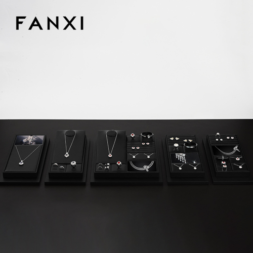 FANXI hot sale Black PU leather Jewelry display set series