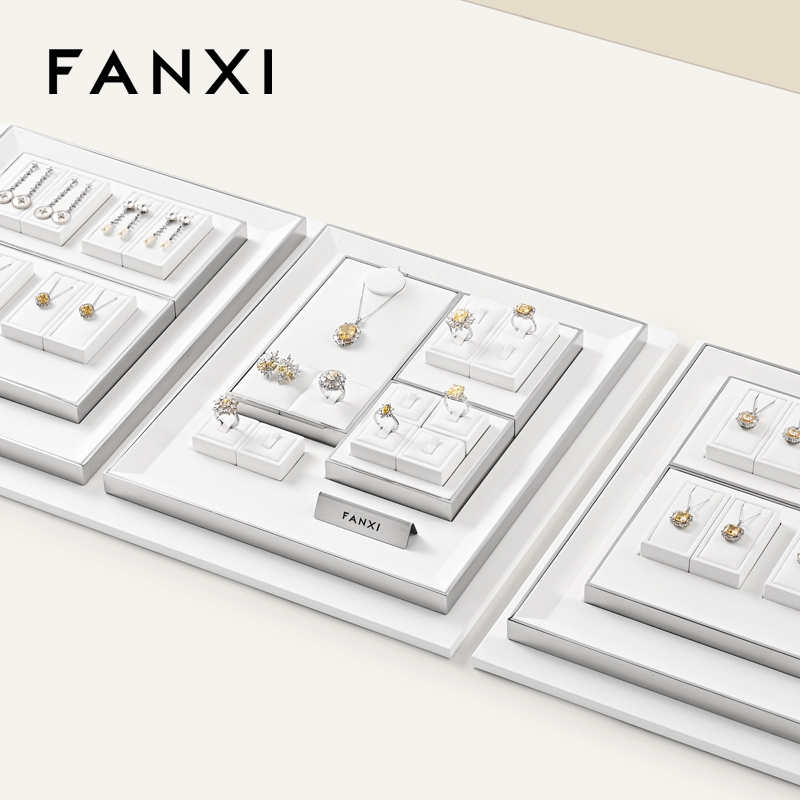 FANXI factory White PU leather jewellery necklace display