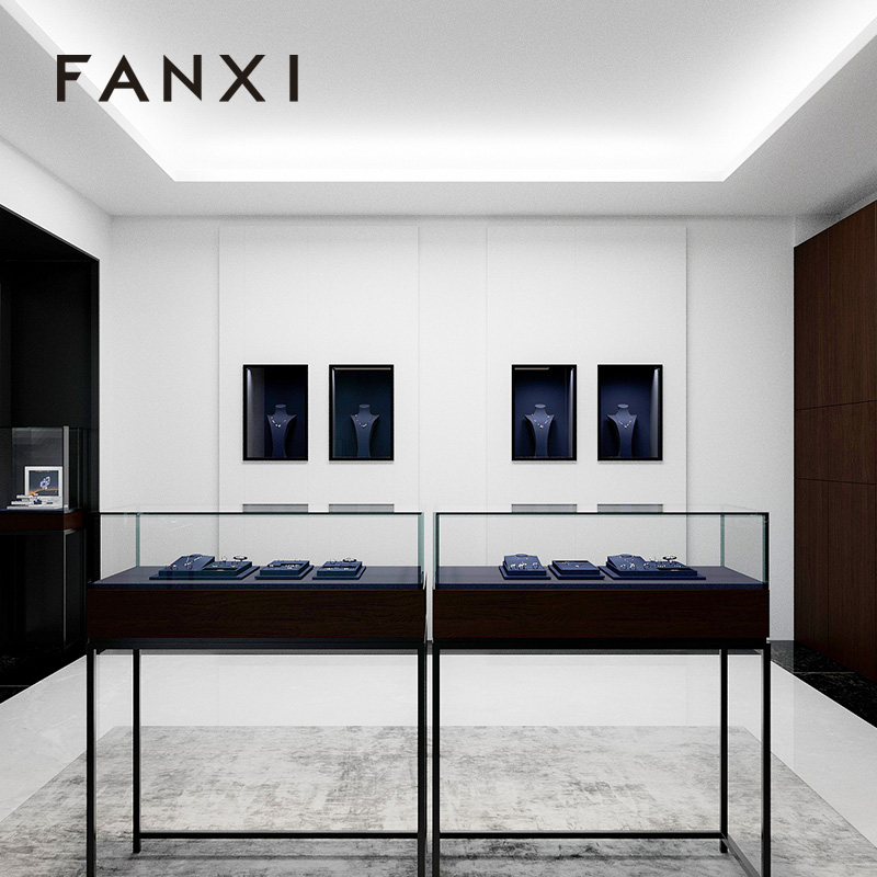 FANXI wholesale Blue PU leather jewellery necklace display