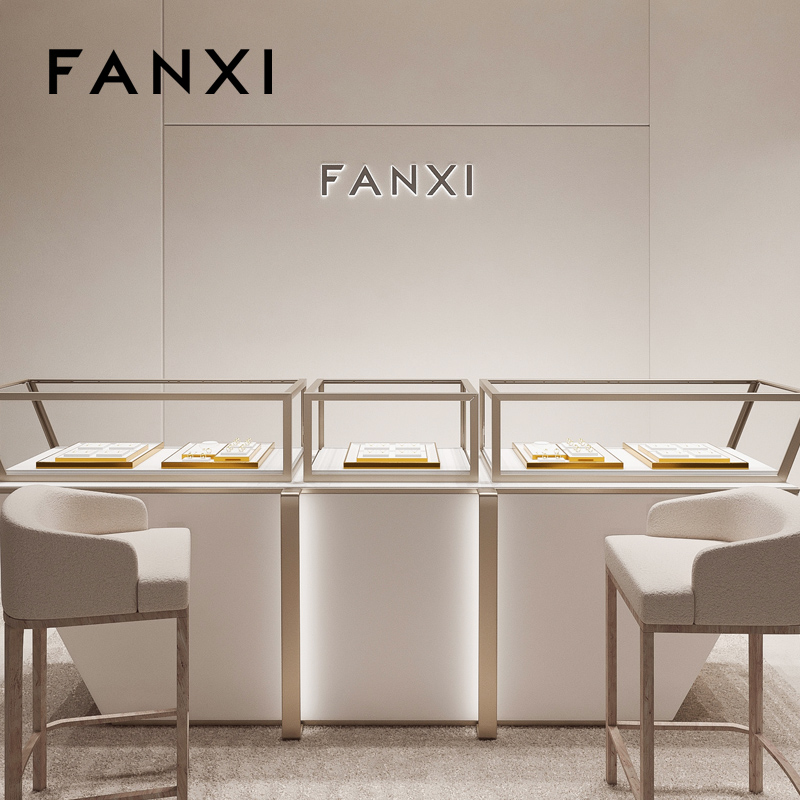 FANXI high end White PU leather jewellery necklace display