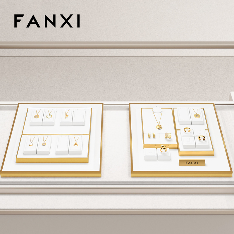 FANXI high end White PU leather jewellery necklace display