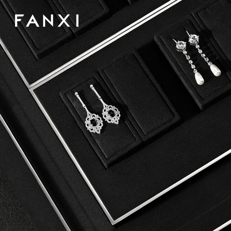 FANXI fashion Black Metal and Microfiber Jewelry Display