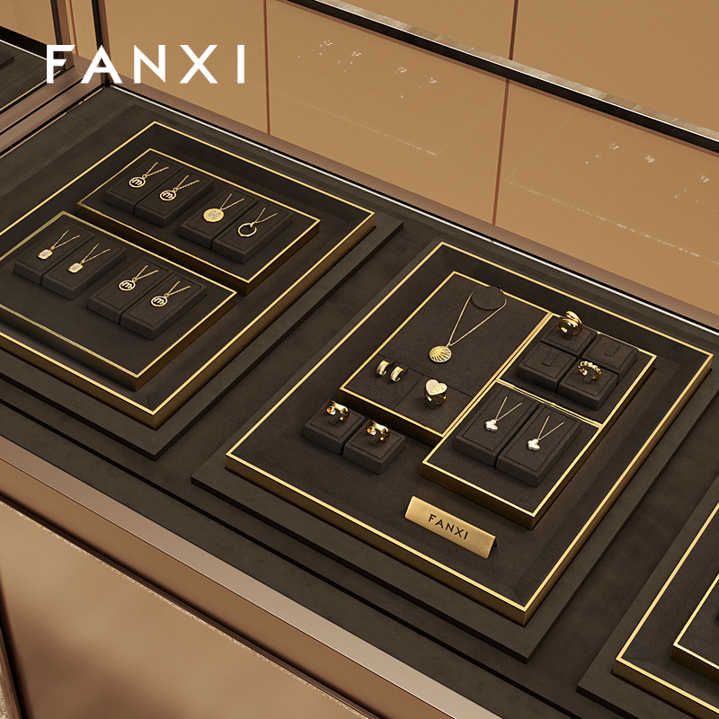 FANXI high quality Brown Metal luxurious jewelry display