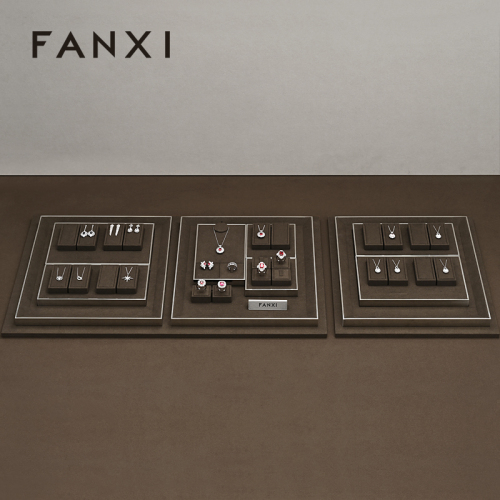 FANXI new arrival Brown Microfiber jewelry presentation