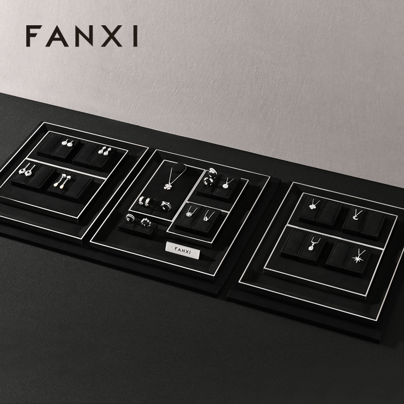 FANXI fashion Black Metal and Microfiber Jewelry Display