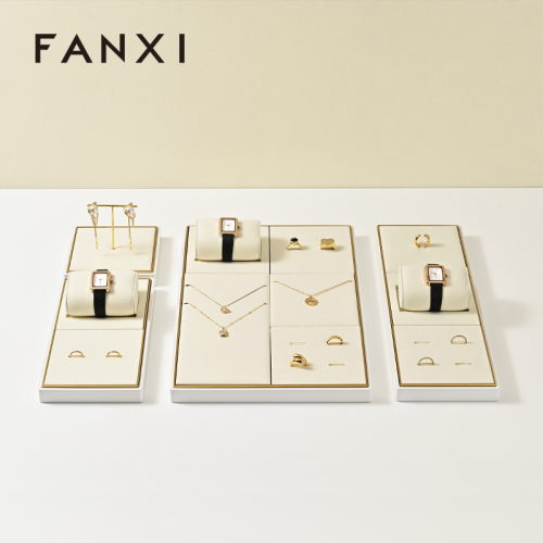 FANXI new arrival Beige Metal or Microfiber Jewelry Display