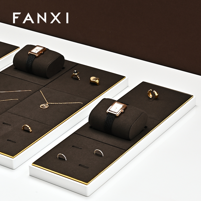 FANXI wholesale Coffee color Metal Jewelry display tray