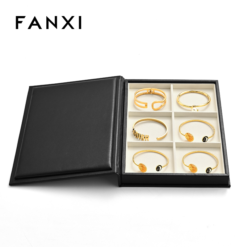 FANXI hot sale Beige PU leather jewelry organizer trays