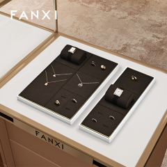 FANXI wholesale Coffee color Metal Jewelry display tray