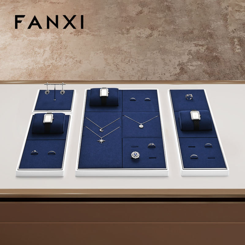 FANXI fashion Blue Microfiber Baking paint Jewelry Display